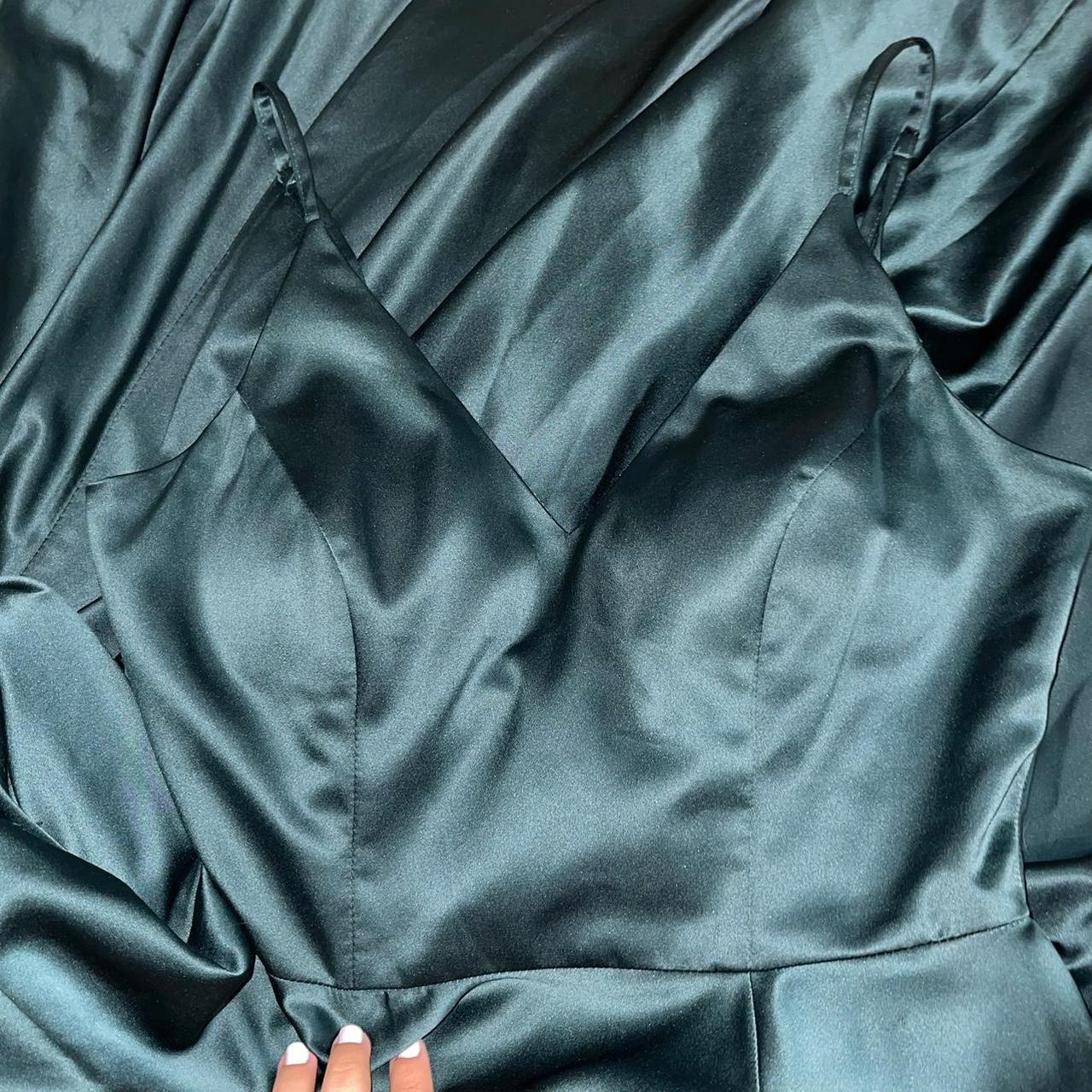 Beautiful Satin Emerald Green Gown with Open Leg... - Depop