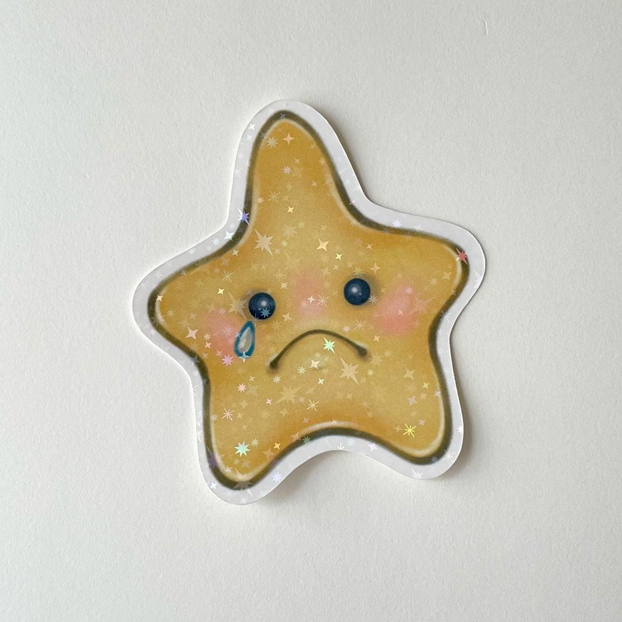 Holographic sad star sticker 🌟 - Sad star sticker... - Depop