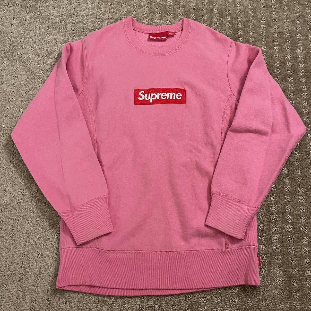 pink supreme bogo crewneck sweatshirt as seen on | Depop