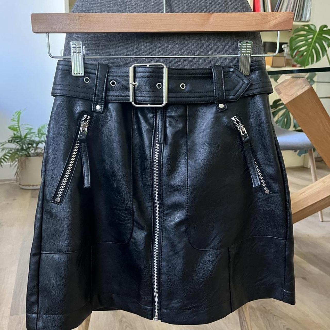 Topshop Petite Vegan Moto/Biker skirt Size Depop
