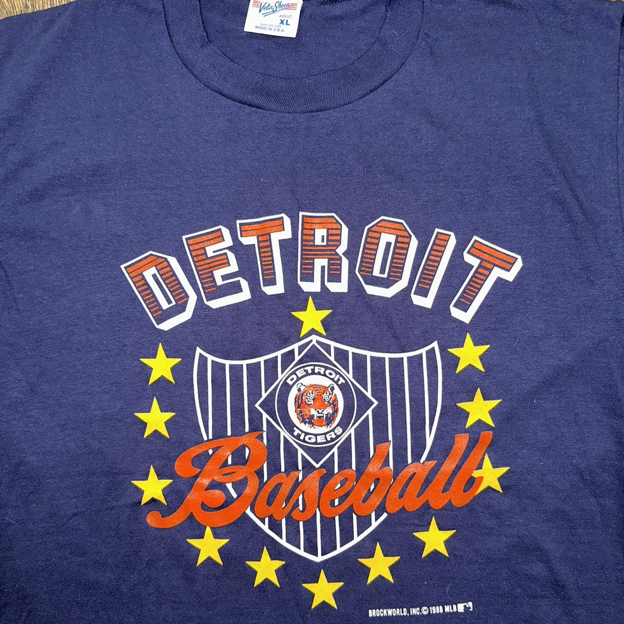 Vintage Velva Sheen 1988 Detroit Tigers MLB Tee DS - Depop