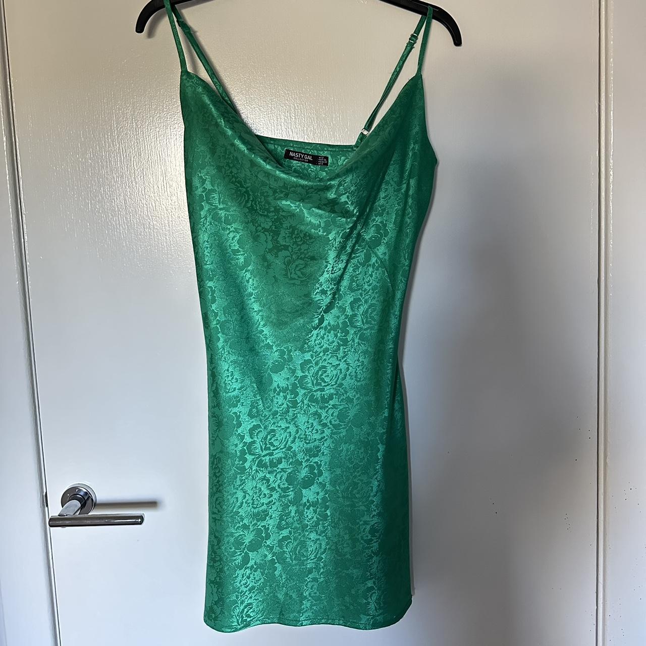 Green Nasty Gal Slip Dress Size 6 Worn a couple... - Depop