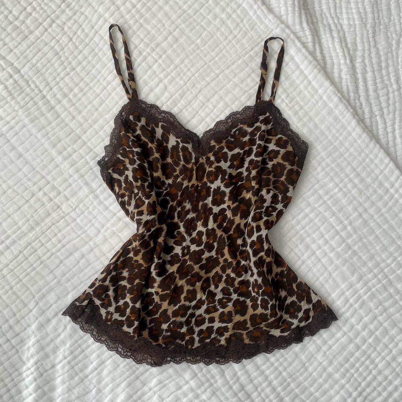 Y2K Cheetah Print Cami Top Adorable lace hem... - Depop