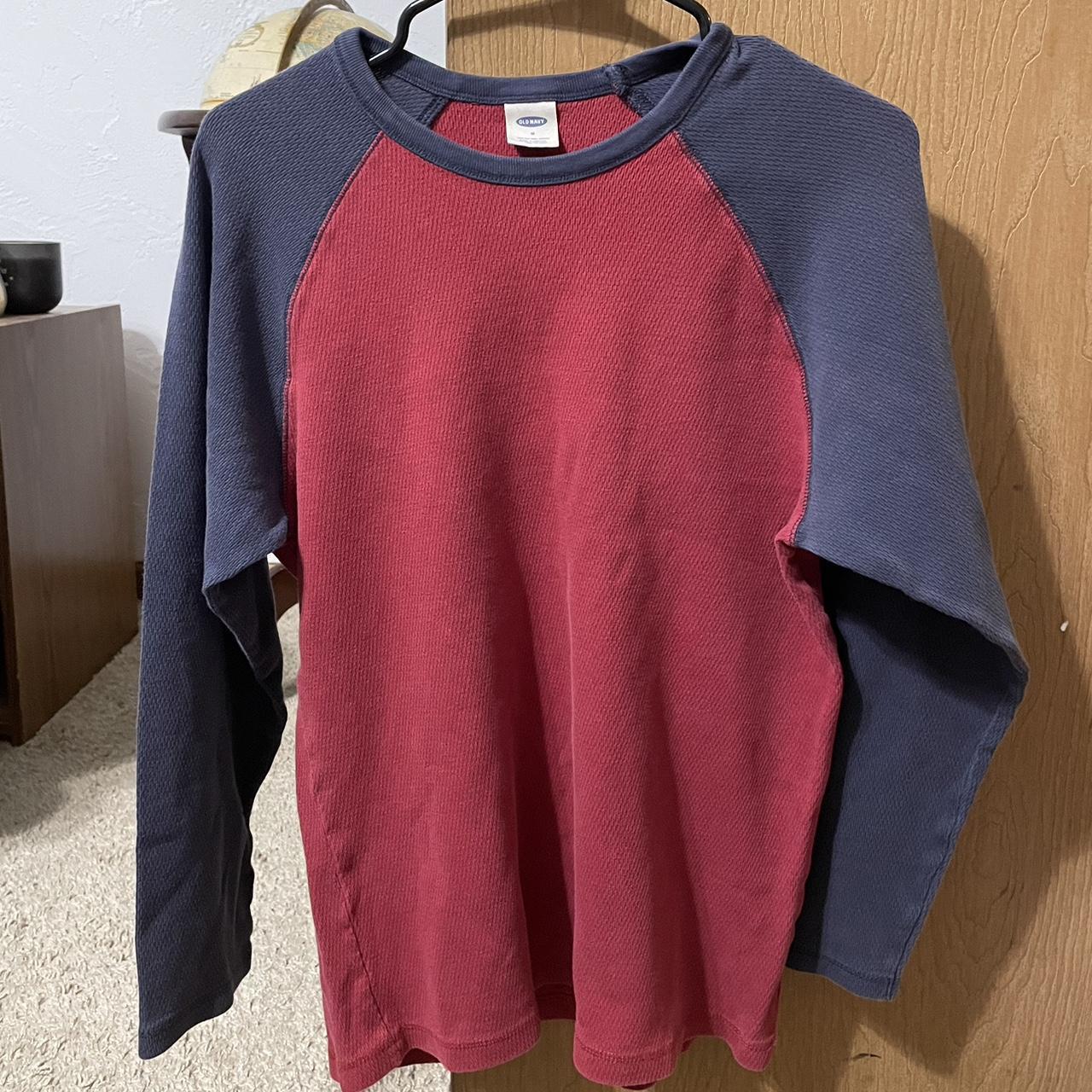 Men’s red and blue old navy baseball tee. - Depop