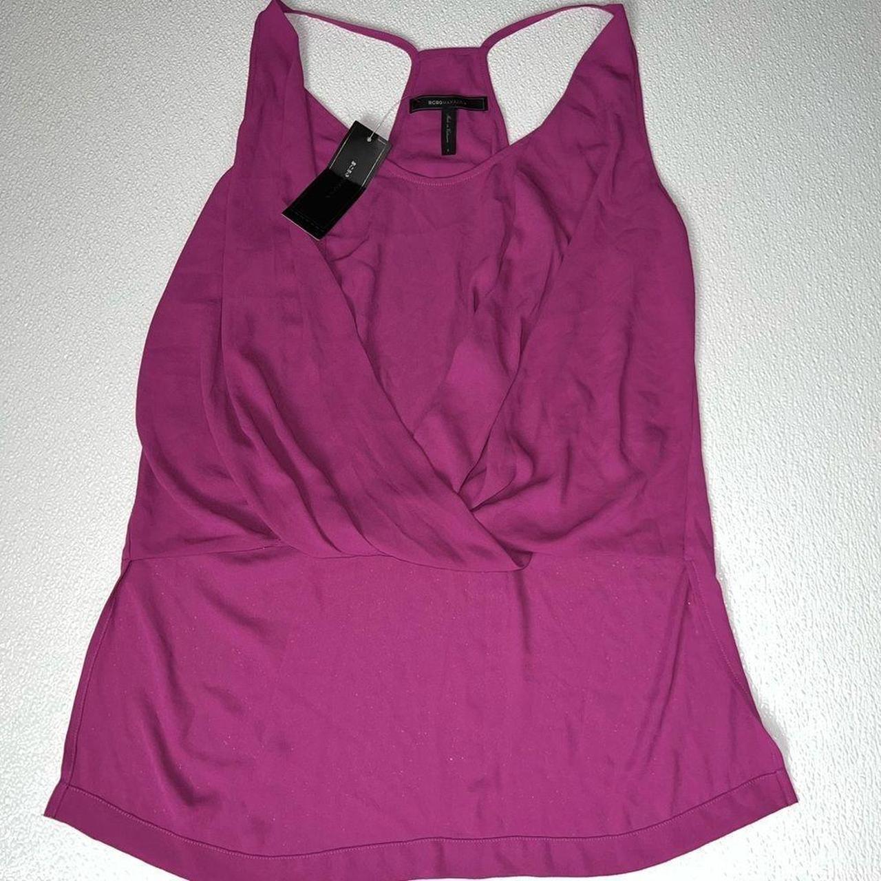 BCBGMaxazria Purple Drape Front Hi Low Tank Top Size