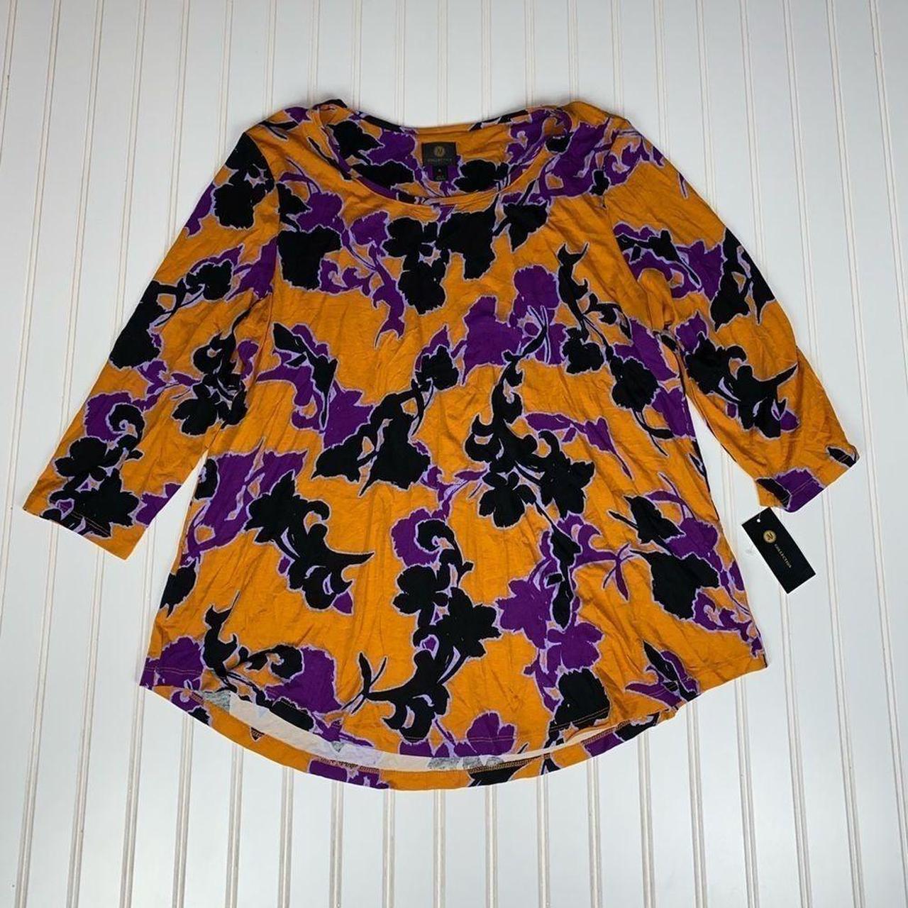 JM COLLECTION - Printed 3/4-Sleeve Top