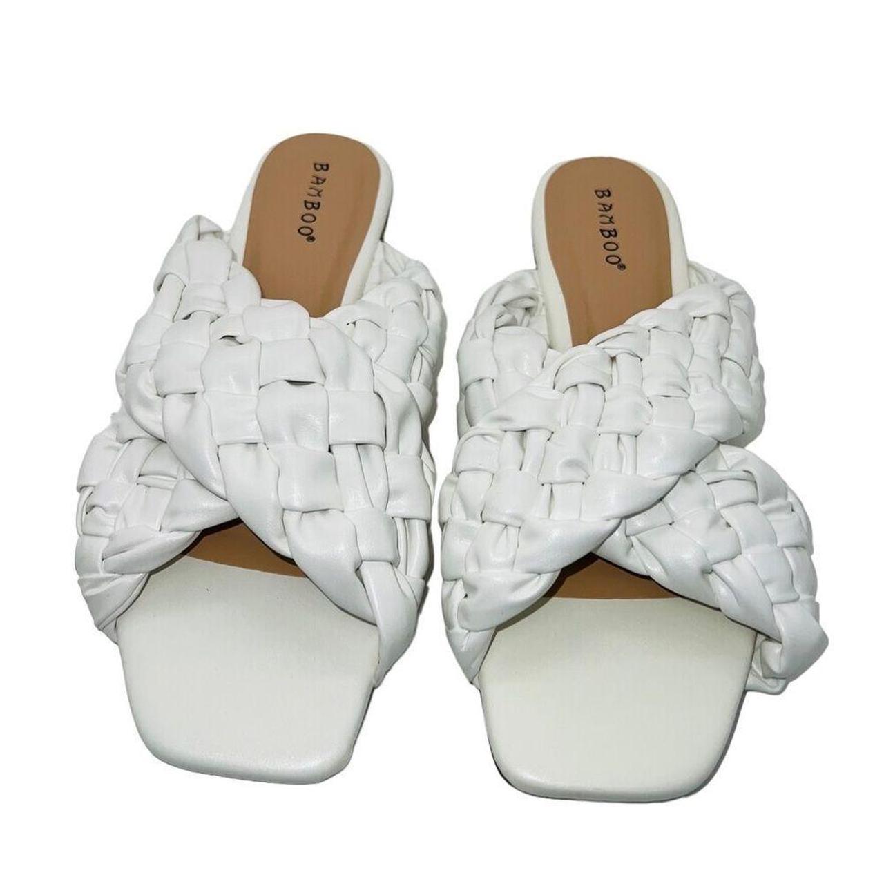 Bamboo white sandals hot sale