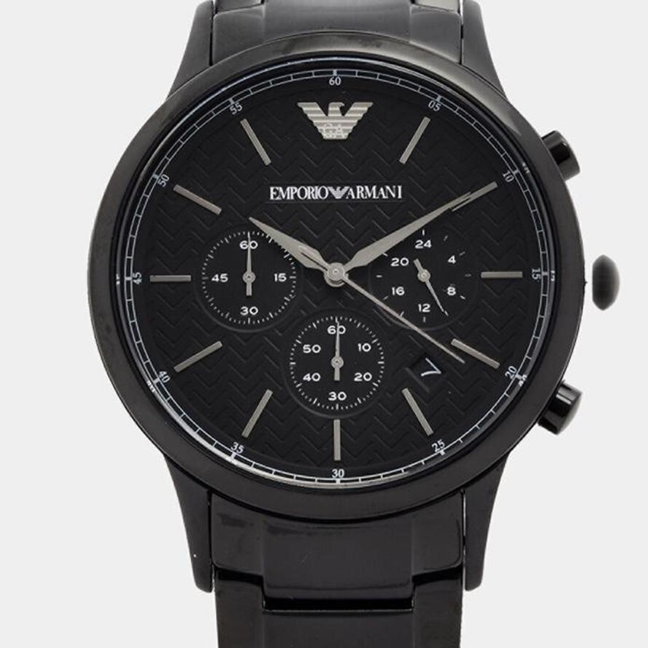 EMPORIO ARMANI Black Chronograph Watch Logo Depop