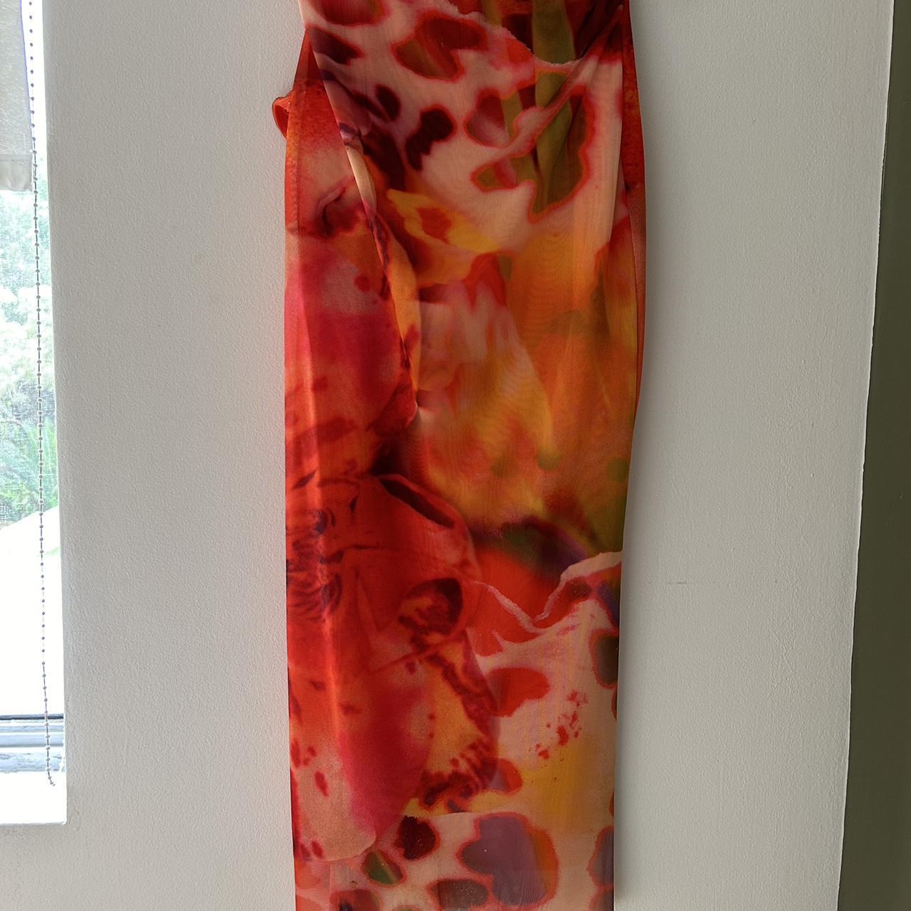 Orange abstract dress Zara Depop