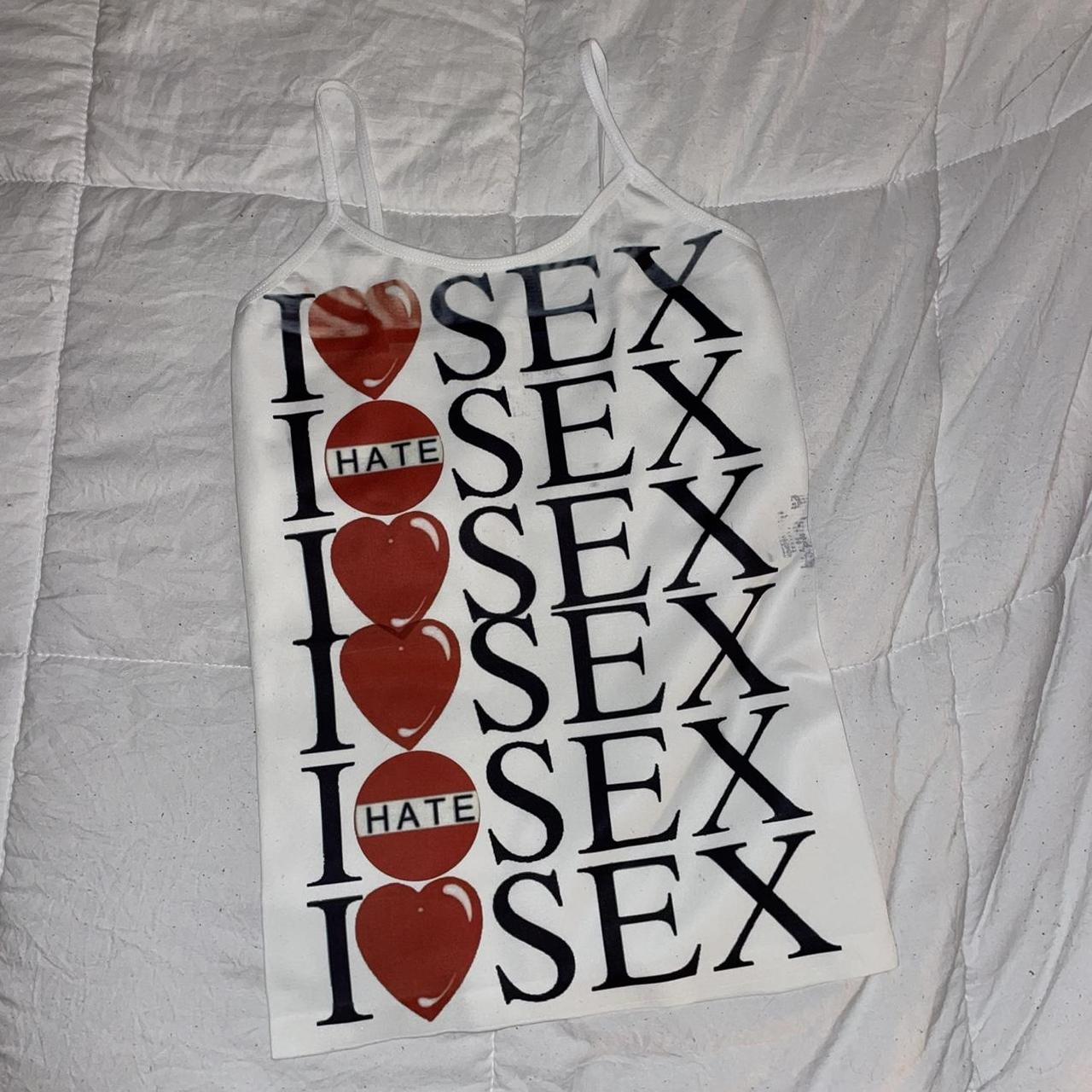 i heart sex I hate sex Tank top one size I heart... - Depop