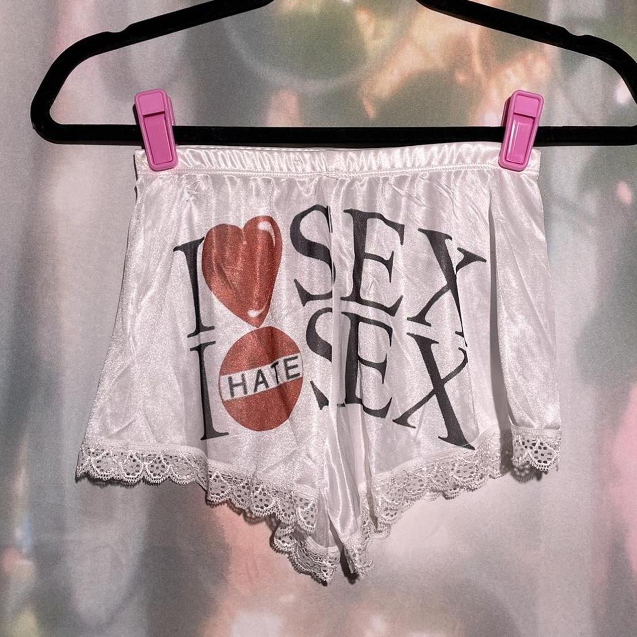 I hate sex booty shorts Print is on the back - Depop