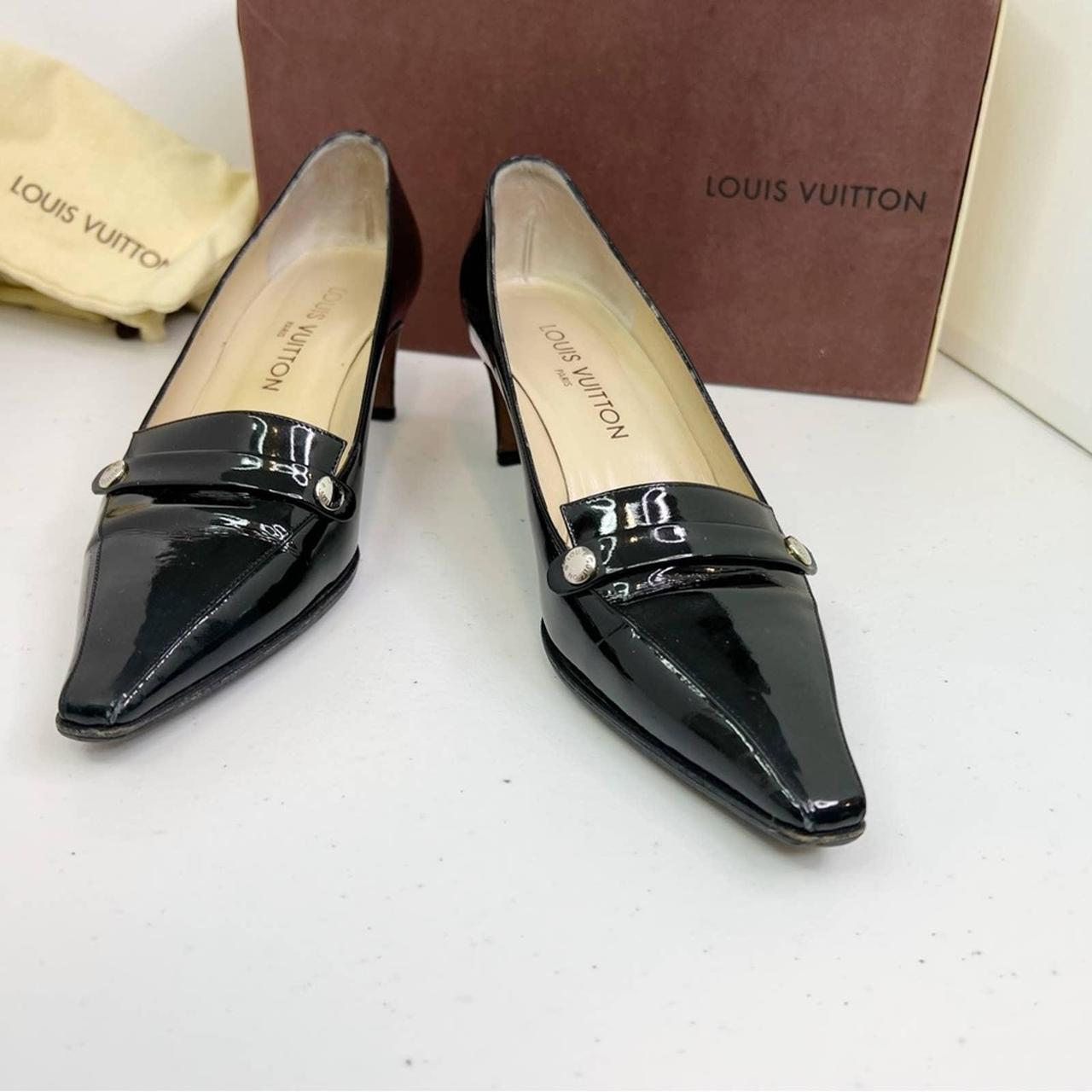 Louis Vuitton, black patent leather kitten, heel - Depop