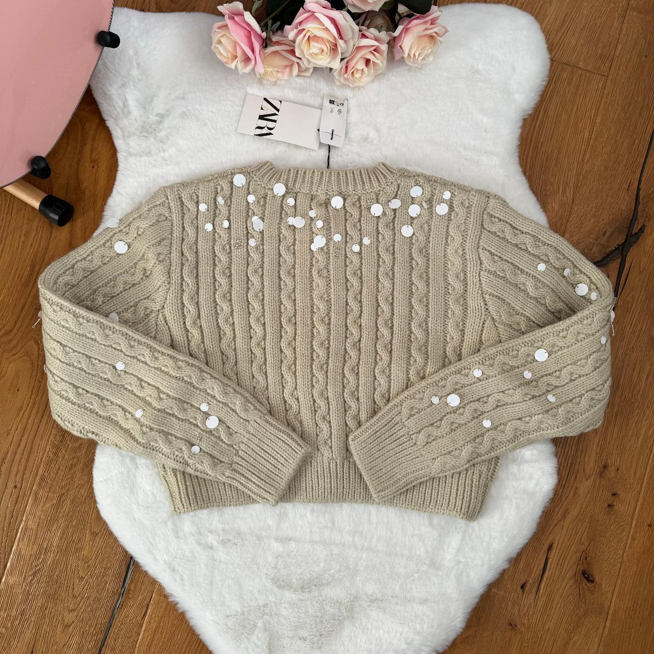 ZARA FLORAL CROPPED KNIT CARDIGAN Flower