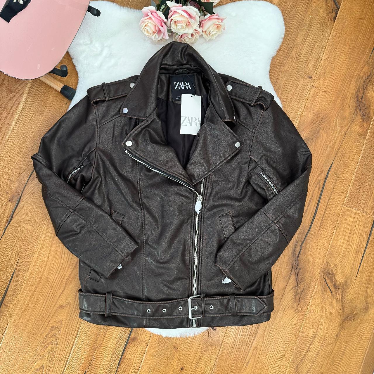 ZARA FAUX LEATHER BIKER JACKET FADED OVERSIZE | Depop