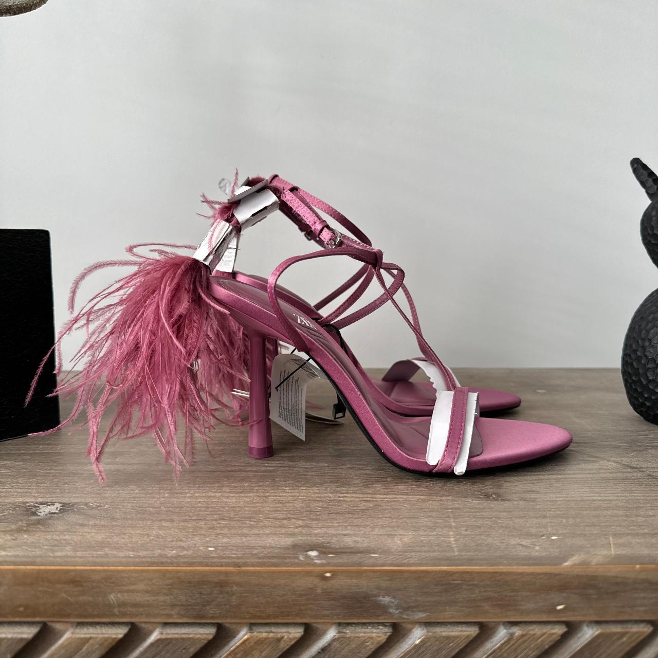 Depop Zara Pink Strappy Heels Gorg Hot Pink Zara Strappy Satin