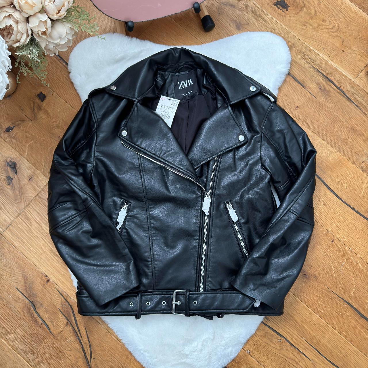 ZARA FAUX LEATHER BIKER JACKET FADED OVERSIZE | Depop