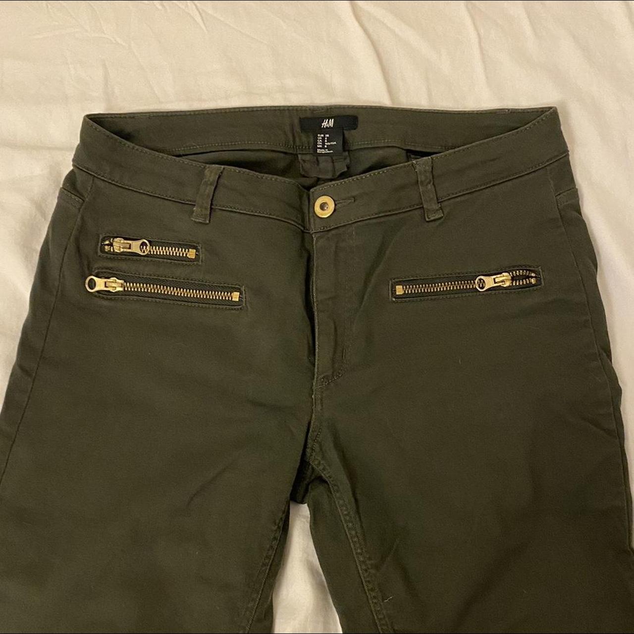 dark green / khaki green straight leg jeans with... Depop