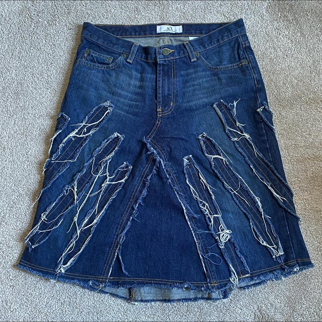 Y2K Vintage Armani Exchange Denim Skirt size Depop