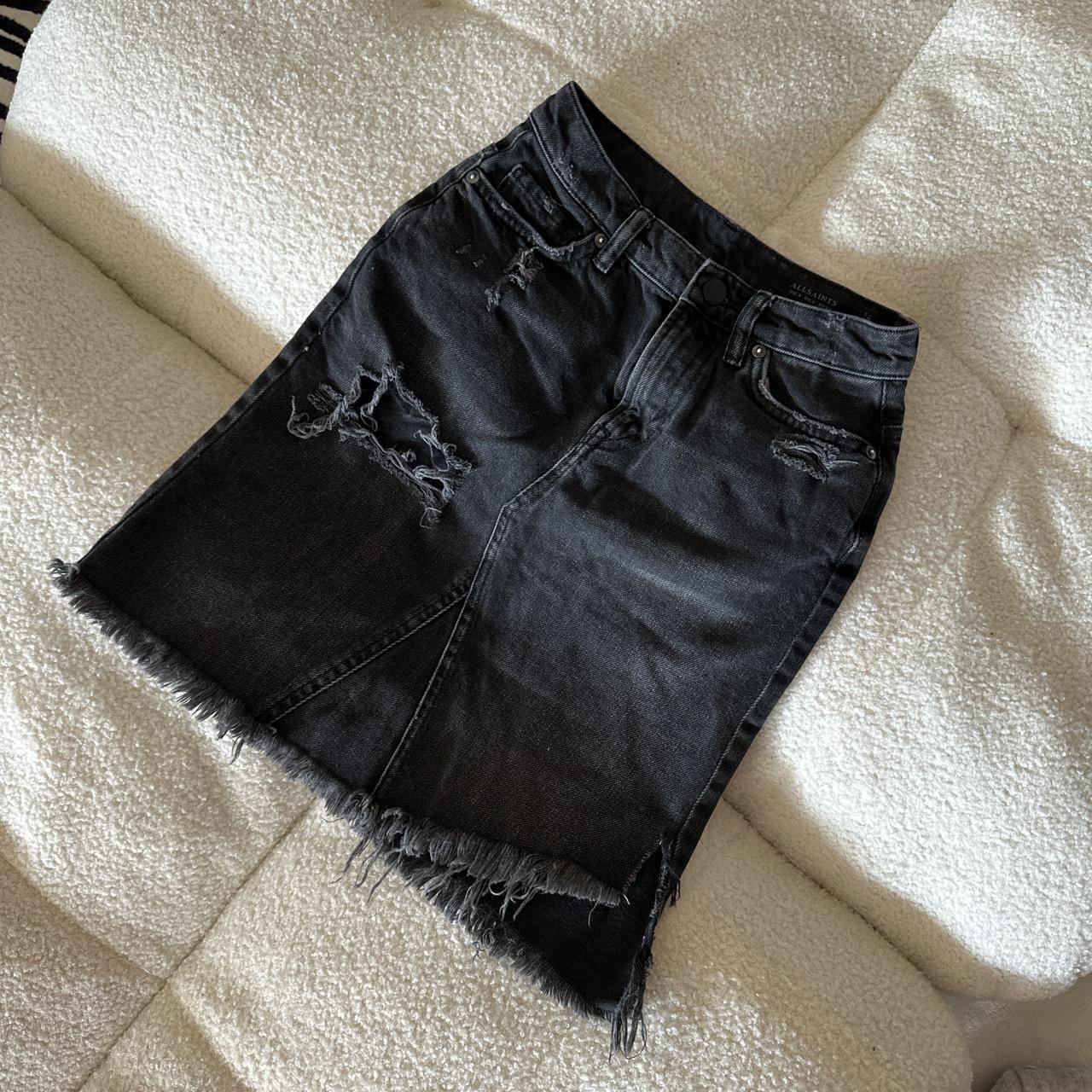 Allsaints distressed outlet denim skirt