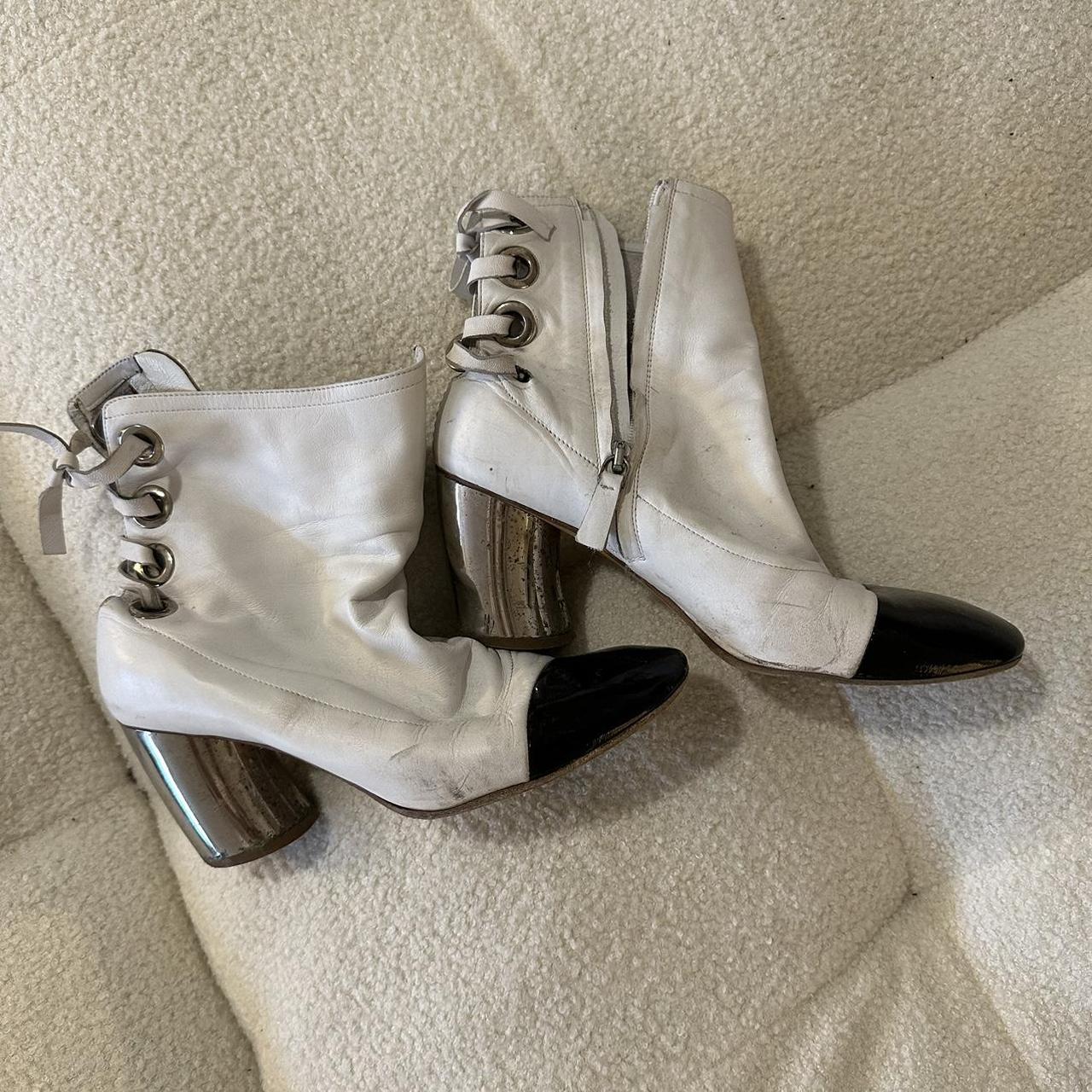 Proenza Schouler cap toe metallic heel white ankle Depop