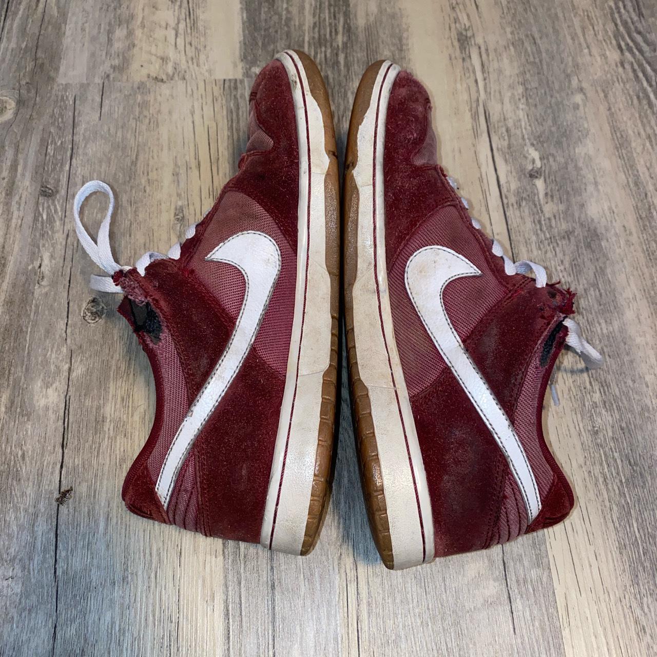 burgundy nike dunks, pretty beat up. obvious flaws... - Depop