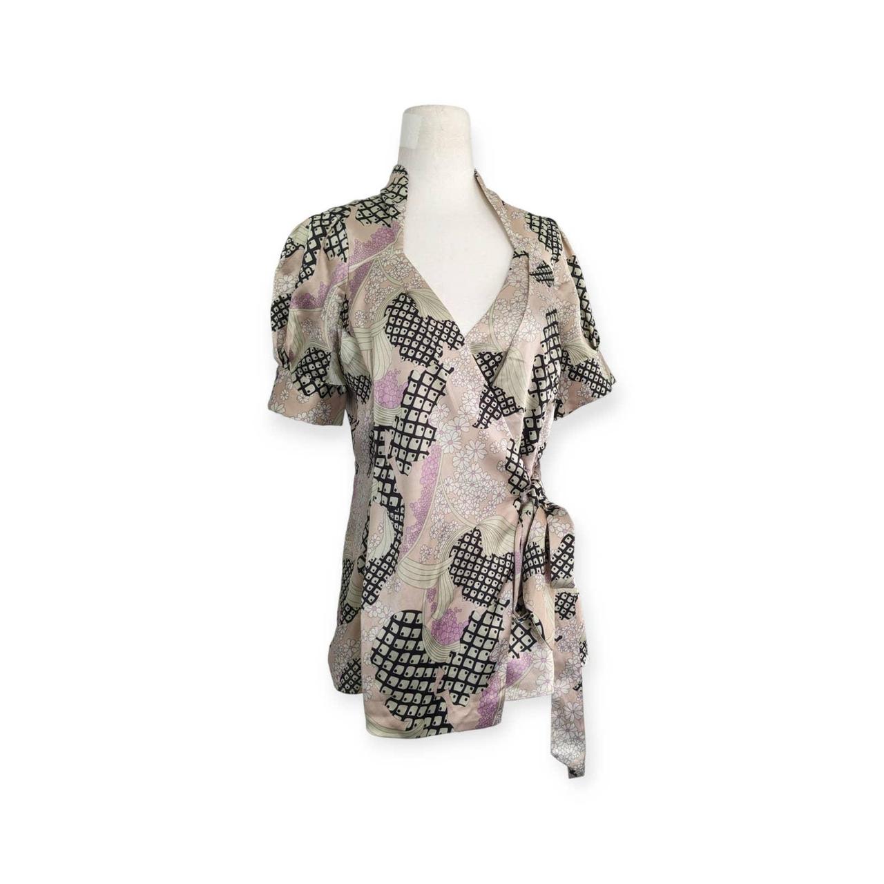 Silky Cheongsam Neck wrap Blouse Japan inspired Depop