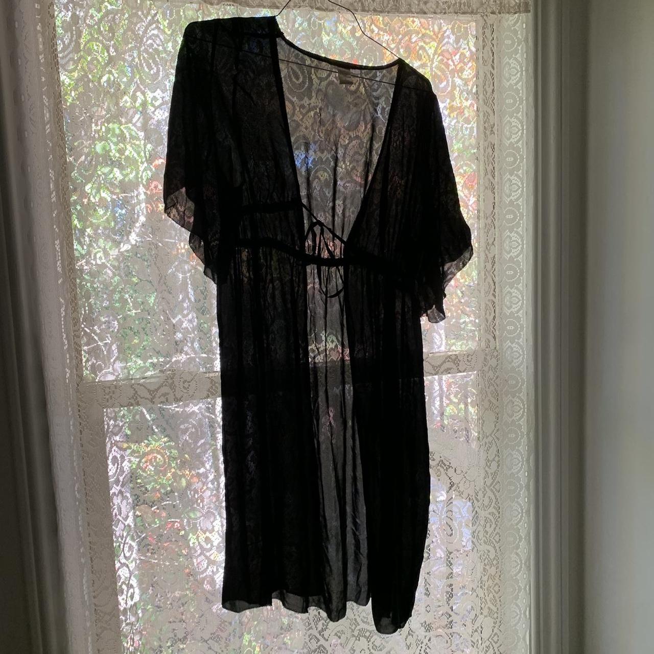 v glamour sheer nightgown/robe. pure silk. classic ... - Depop