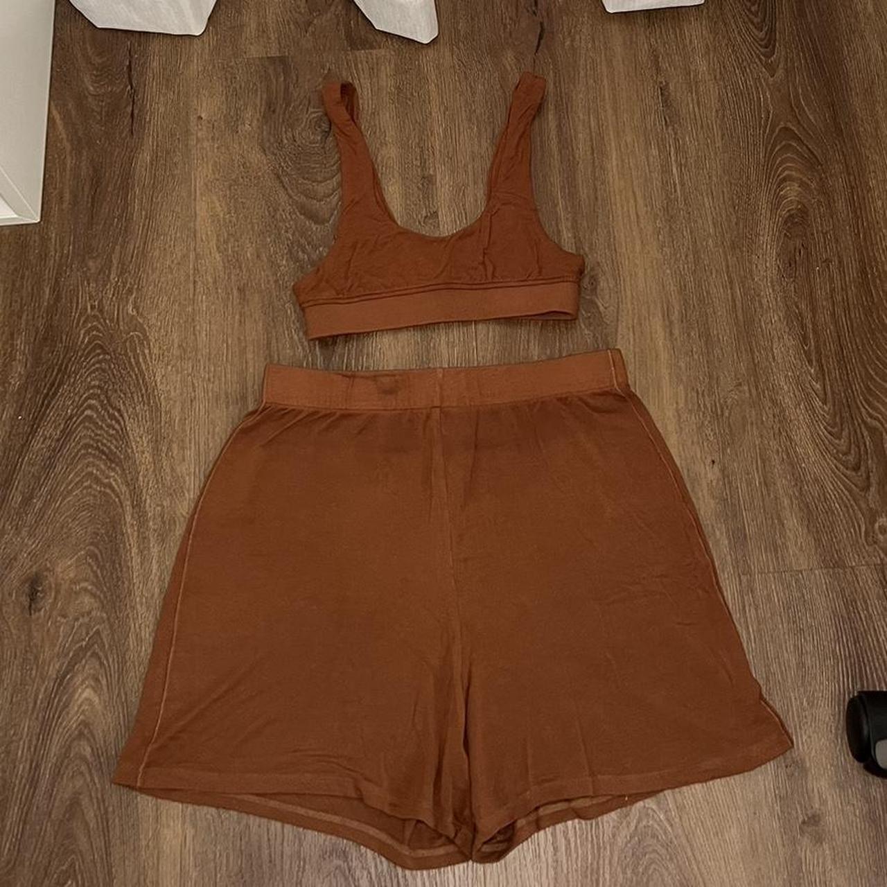 2 piece burnt orange skims set Top size XS shorts - Depop