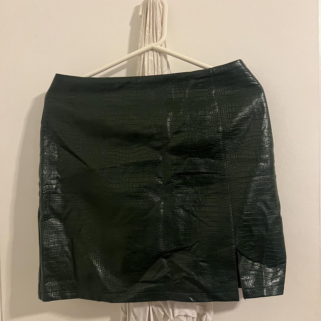 Topshop green leather clearance skirt