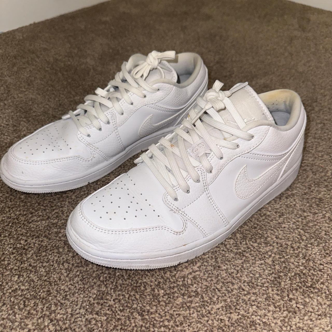 low top all white jordan 1