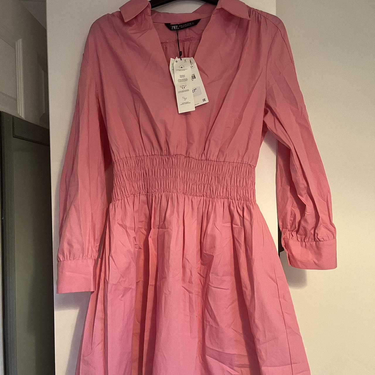 brand new with tags pink zara shirt dress. never... - Depop