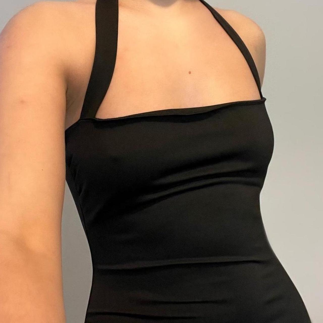 Black halter-neck midi dress. Super sexy black... - Depop
