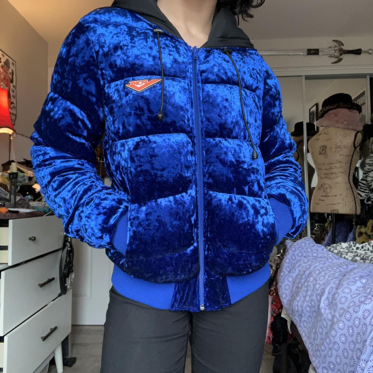 Pony blue velvet hot sale puffer jacket