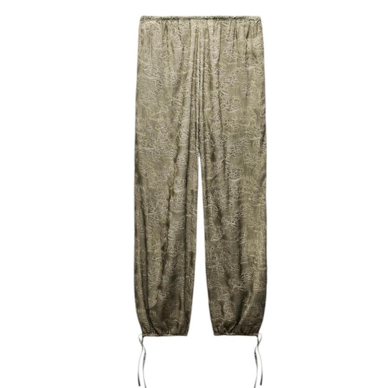 ZW COLLECTION TIED JACQUARD PANTS Zara XS On | Depop