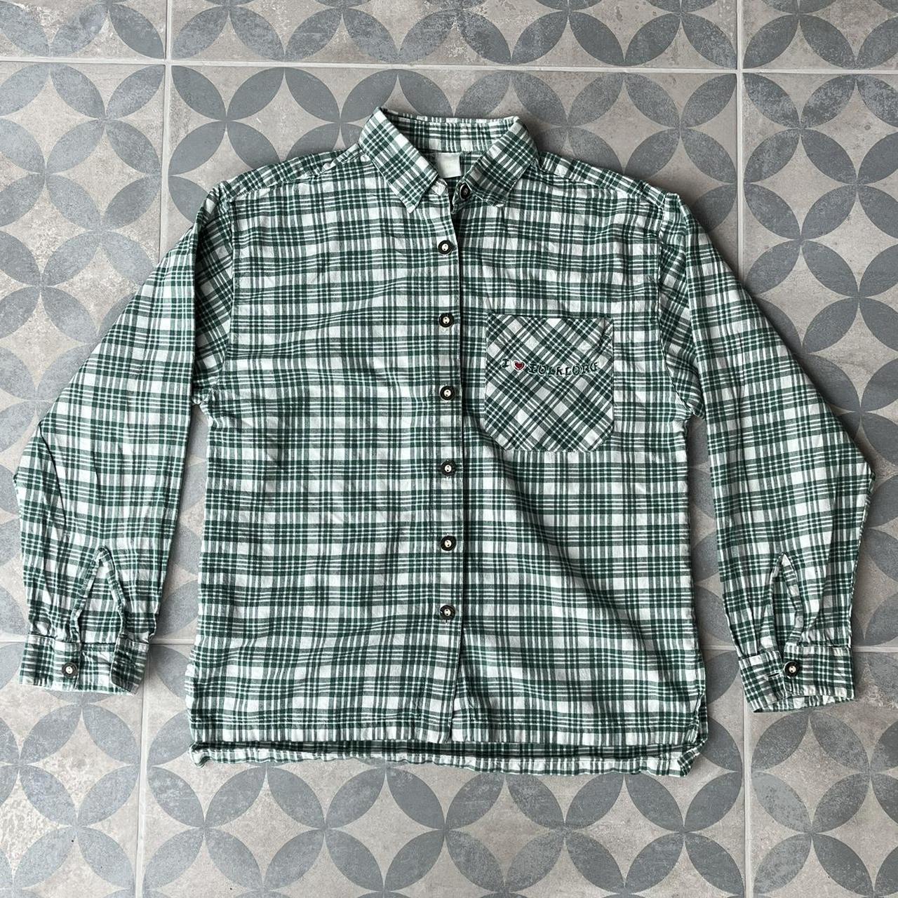Vintage White and Green checkered shirt SIZE MEDIUM... Depop