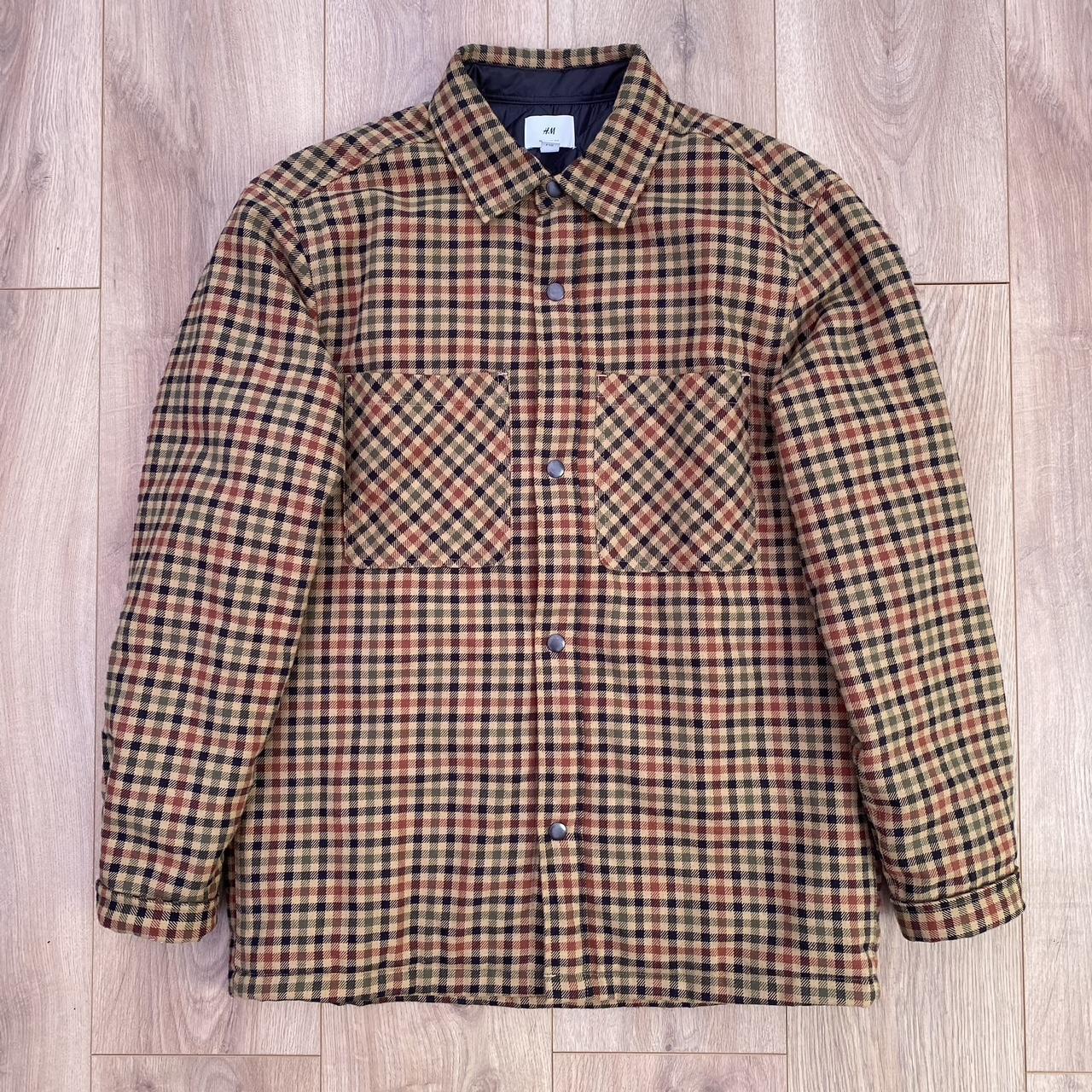 H&M Oversized Shirt Jacket Burb Style Checked Design... Depop