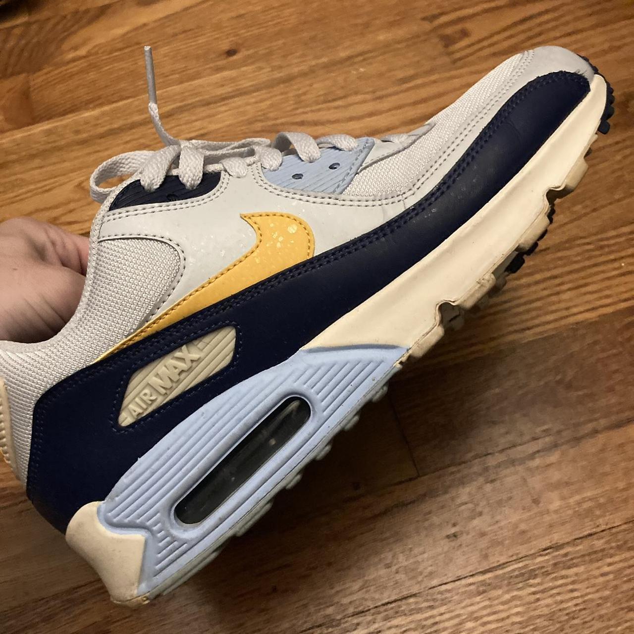 Nike air max 90 pure platinum/yellow ochre/blue on sale void