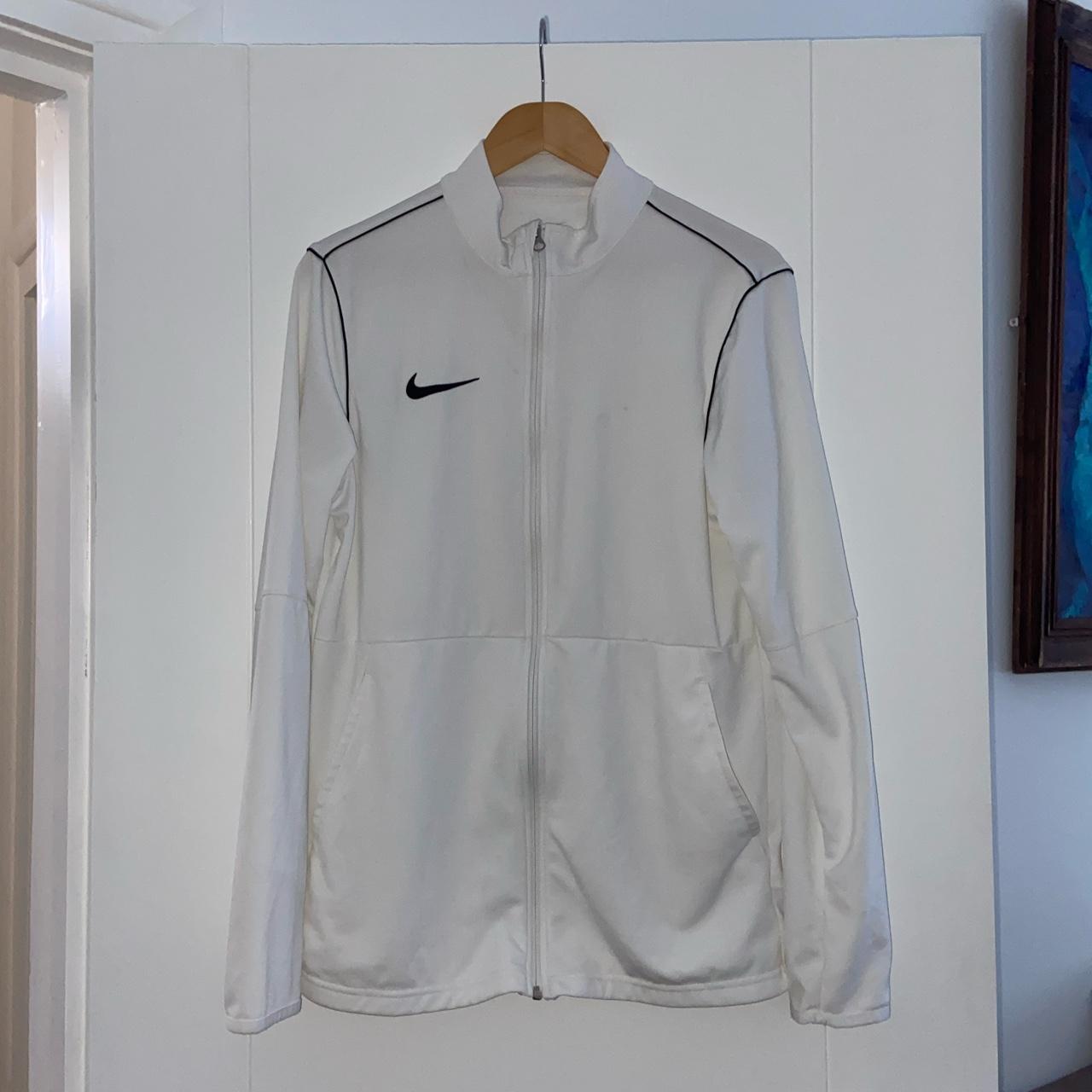 Nike white running jacket Condition: immaculate,... - Depop