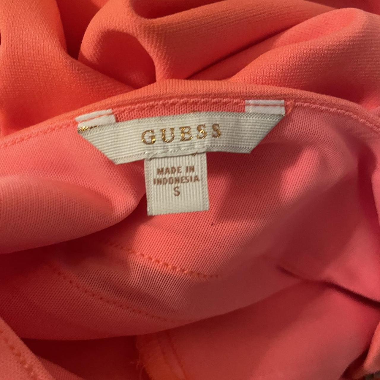 Neon pink mini Guess dress with mesh cutouts and... Depop