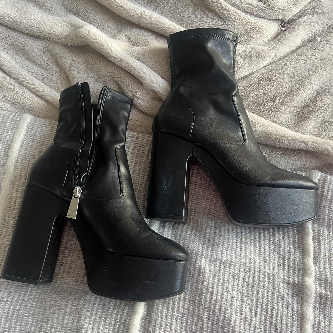 zara platform boots scuffing on toe of right boot... - Depop