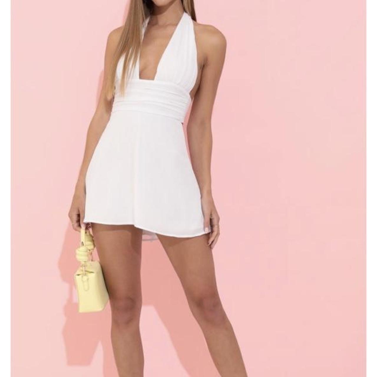 lucy in the sky white waverly crepe dress in white... Depop