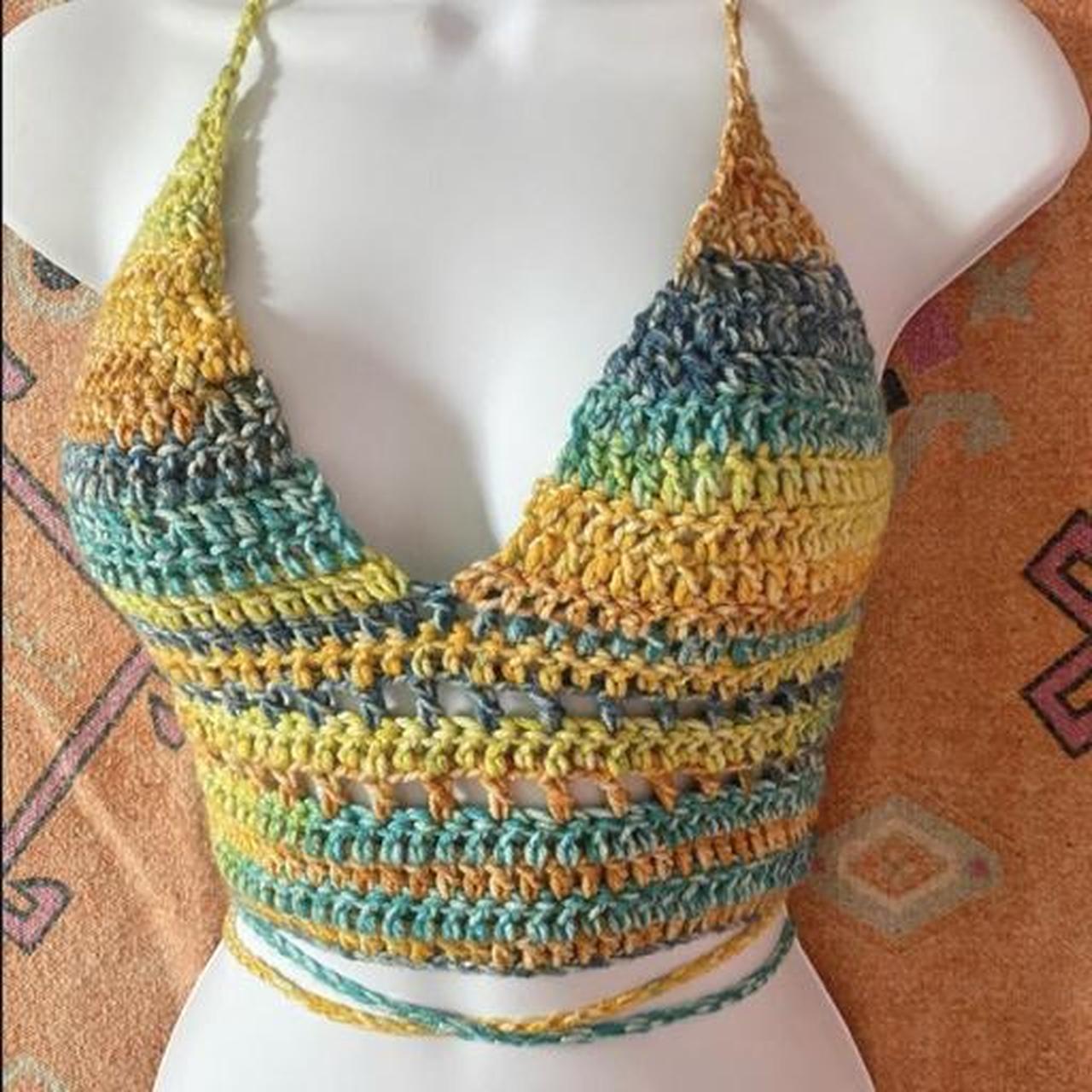 Frankies Bikinis Women's Orange and Blue Vest Depop