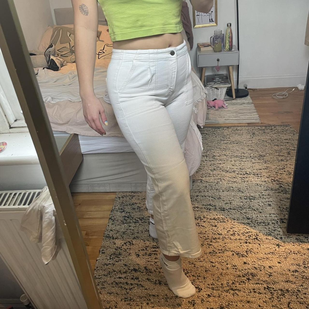 Marks & Spencer Women's White Trousers Depop