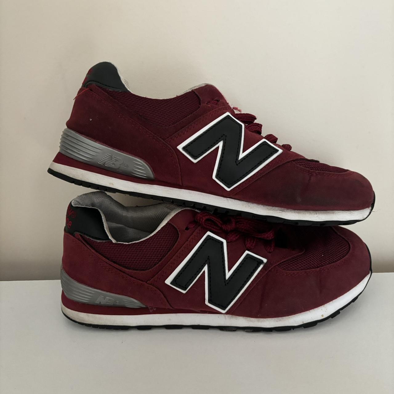 New Balance 574 Burgundy Trainers Womens Size UK... - Depop