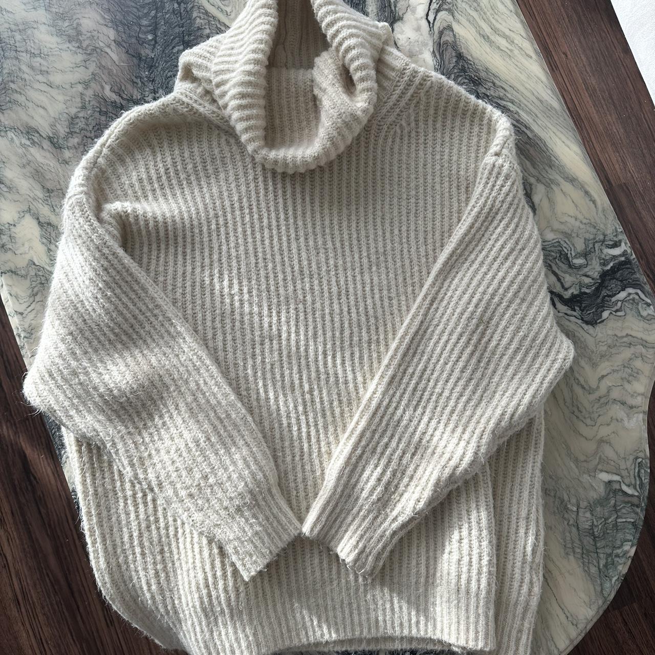 oversized knit cream turtleneck. size M but has an... - Depop