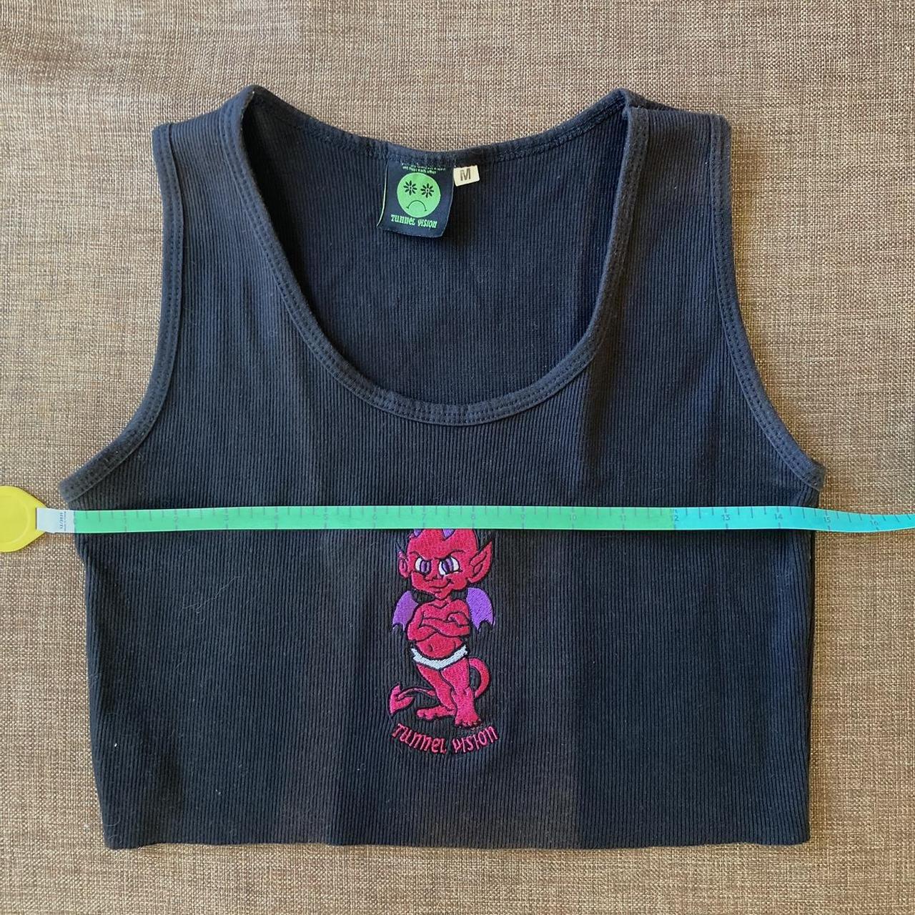 Black baby tank with devil baby embroidery from... - Depop