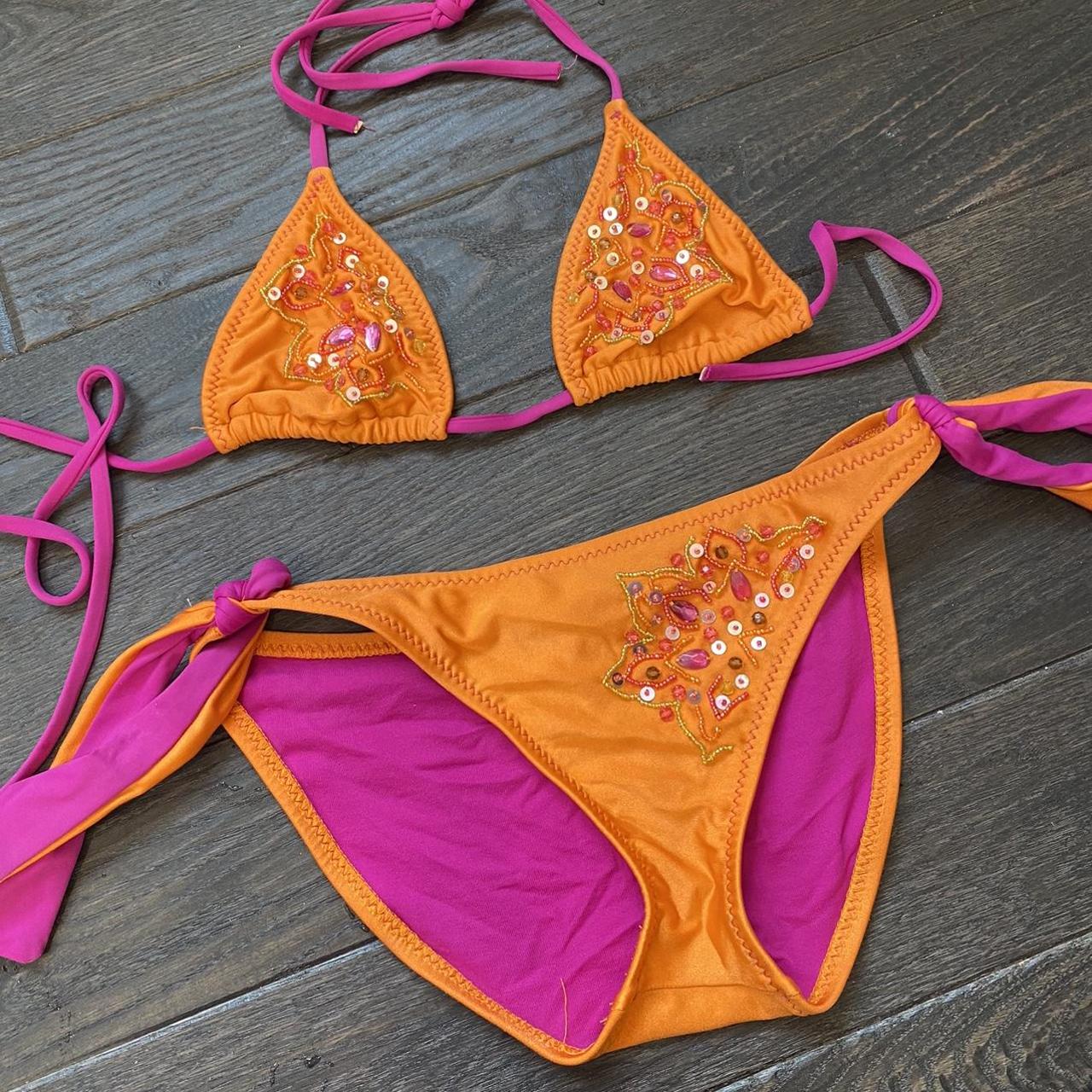 BECCA Women's Pink and Orange Bikinis-and-tankini-sets | Depop