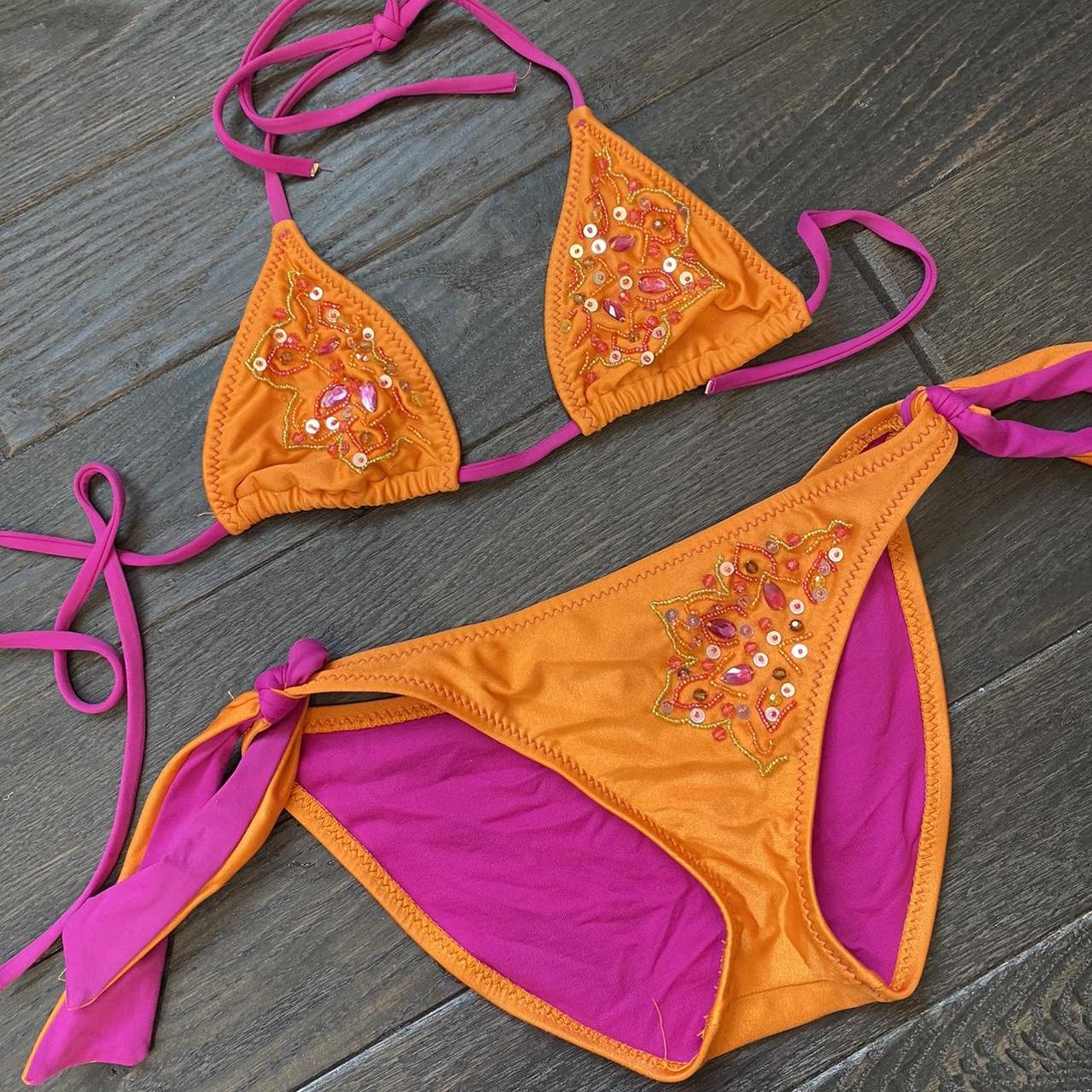 BECCA Women's Pink and Orange Bikinis-and-tankini-sets | Depop