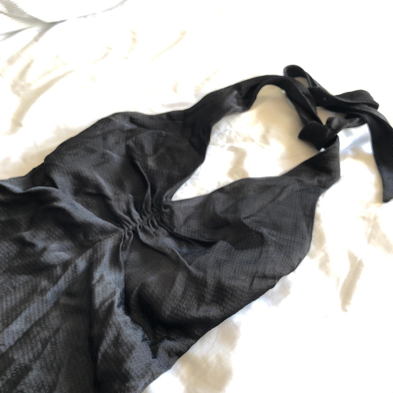 Zara black satin halter neck mini dress, zip up... - Depop