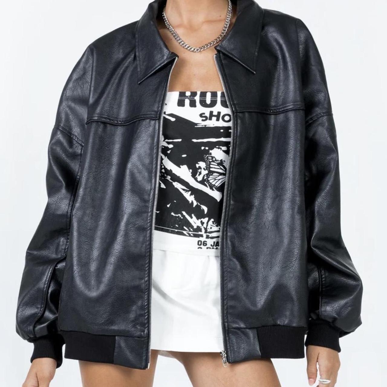 Oversized black bomber jacket. Size 8 RRP 120 Depop